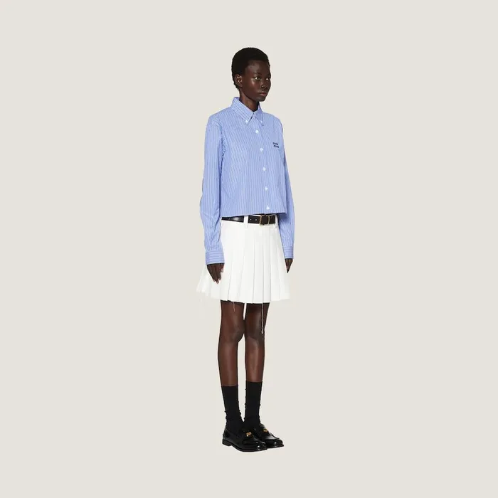 Women Shirts And Tops Miu Miu Poplin Shirt Sapphire Blue Women Shirts And Tops Miu Miu Poplin Shirt Sapphire Blue
