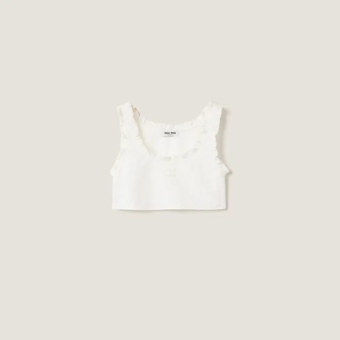 Women Shirts And Tops Miu Miu Slubbed Canvas Top Ivory