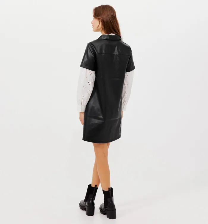 Women Short Faux Leather Dress 8211 Black Promod Dresses Women Short Faux Leather Dress 8211 Black Promod Dresses