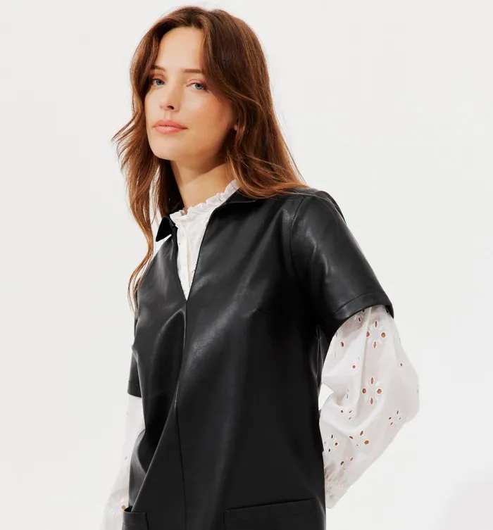 Women Short Faux Leather Dress 8211 Black Promod Dresses Women Short Faux Leather Dress 8211 Black Promod Dresses