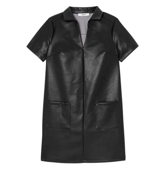 Women Short Faux Leather Dress 8211 Black Promod Dresses Women Short Faux Leather Dress 8211 Black Promod Dresses