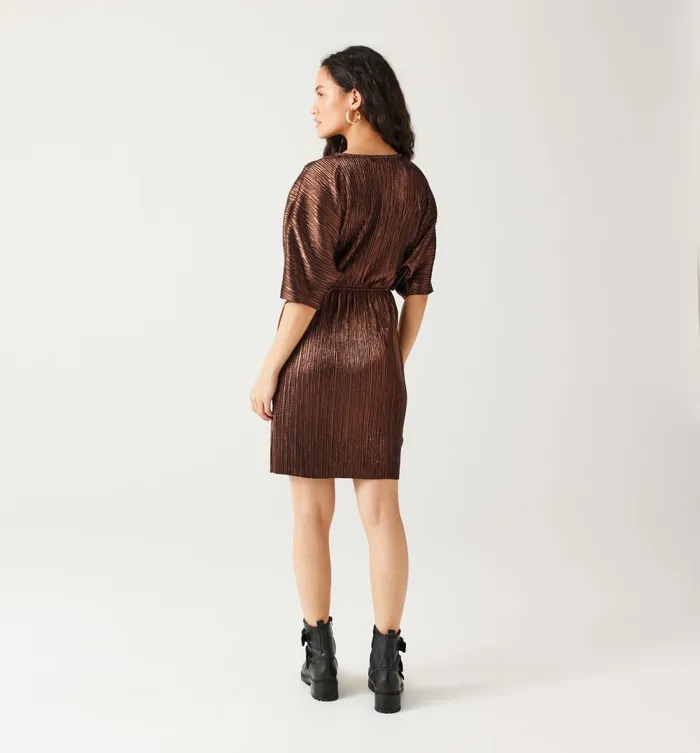 Women Short Glitzy Pleat Dress 8211 Copper Promod Dresses Women Short Glitzy Pleat Dress 8211 Copper Promod Dresses