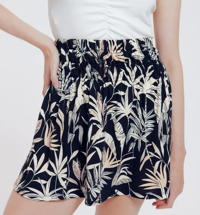 Women Short Patterned Skirt 8211 Black Print Promod Skirts