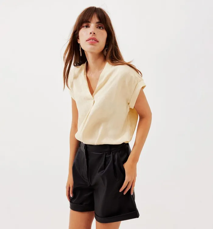Women ShortSleeved Blouse 8211 Beige Promod Shirts And Tunics Women ShortSleeved Blouse 8211 Beige Promod Shirts And Tunics