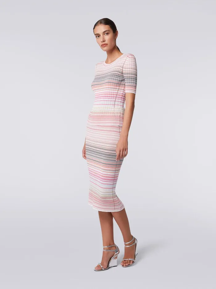 Women ShortSleeved CrewNeck Jumper In Striped Viscose And Cotton Multicoloured Missoni Knitwear