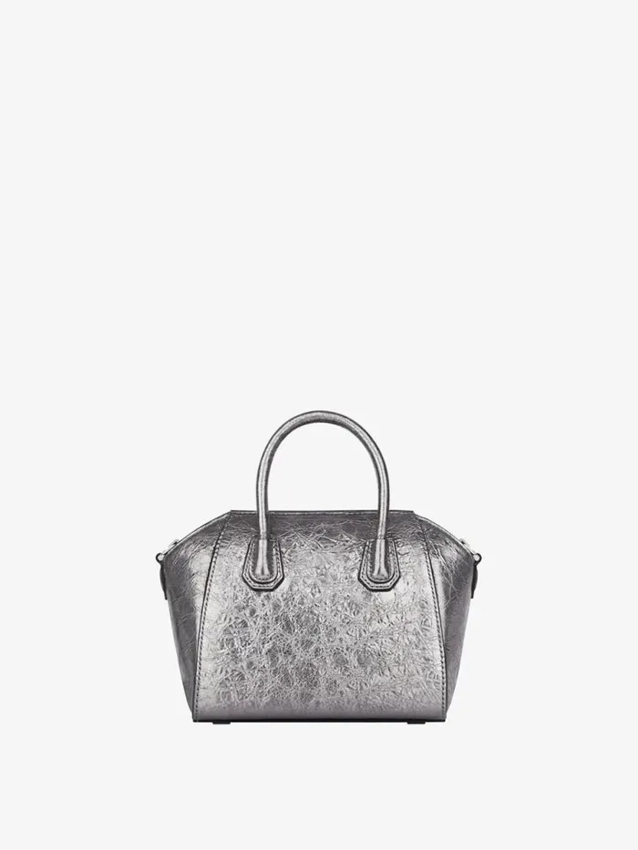 Women Shoulder Bags Givenchy Antigona Toy Bag In Laminated Leather Silvery Greylight Grey Women Shoulder Bags Givenchy Antigona Toy Bag In Laminated Leather Silvery Greylight Grey