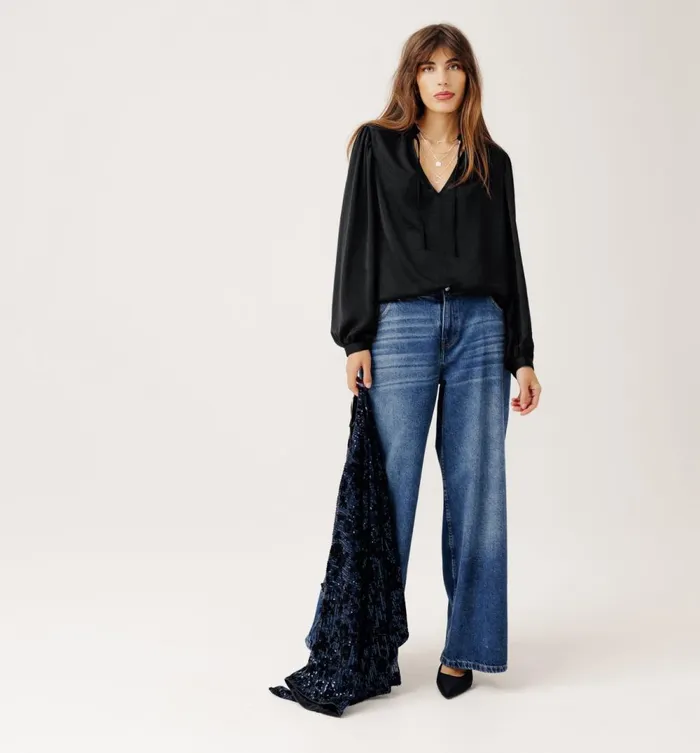 Women Silky Blouse 8211 Black Promod Shirts And Tunics Women Silky Blouse 8211 Black Promod Shirts And Tunics