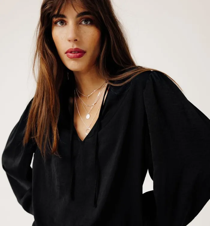 Women Silky Blouse 8211 Black Promod Shirts And Tunics Women Silky Blouse 8211 Black Promod Shirts And Tunics