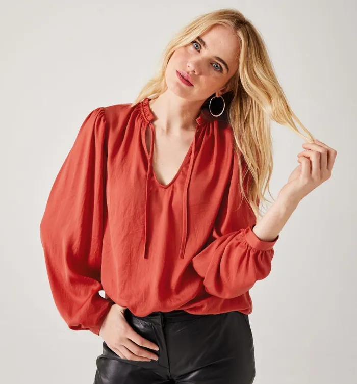 Women Silky Blouse 8211 Pink Promod Shirts And Tunics Women Silky Blouse 8211 Pink Promod Shirts And Tunics