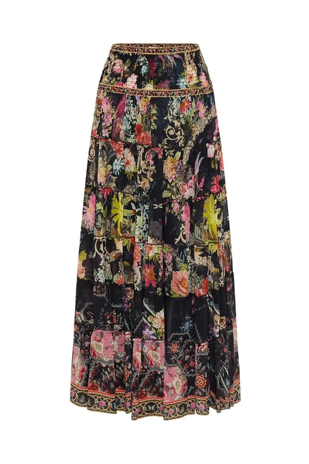 Women Skirts Camilla Shirred Waist Tiered Circle Skirt Hampton Hive