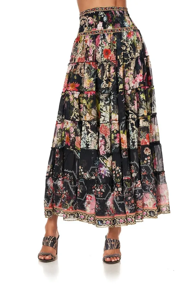 Women Skirts Camilla Shirred Waist Tiered Circle Skirt Hampton Hive