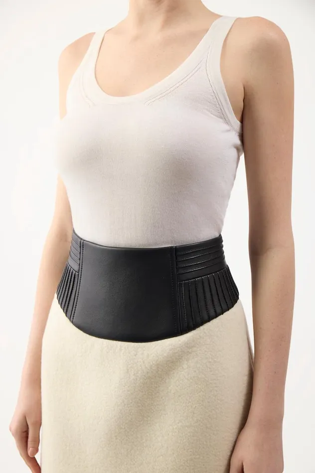 Women Skirts Gabriela Hearst Felix Skirt In Ivory DoubleFace Recycled Cashmere Felt With Nappa Leather Waistband