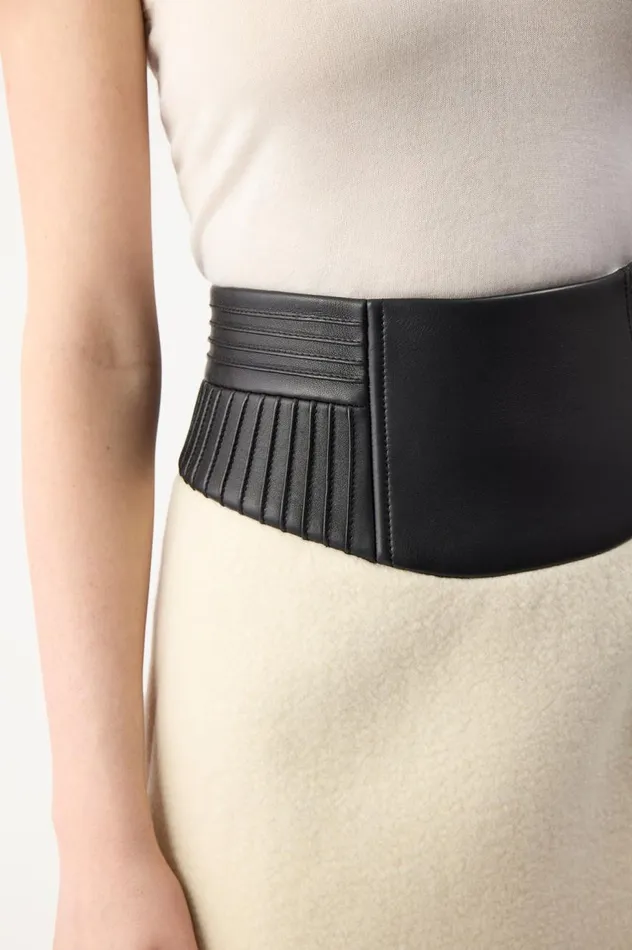 Women Skirts Gabriela Hearst Felix Skirt In Ivory DoubleFace Recycled Cashmere Felt With Nappa Leather Waistband