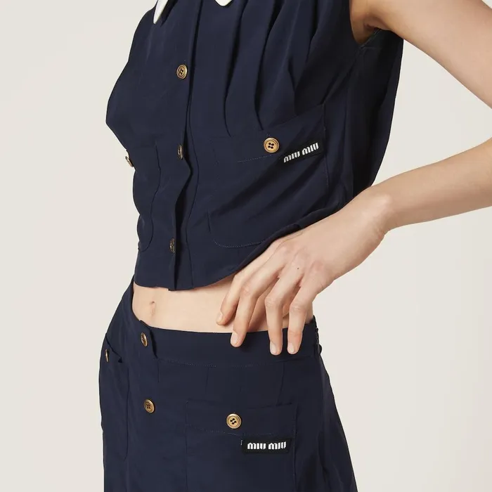 Women Skirts Miu Miu Long Pleated Marocain Skirt Navy Women Skirts Miu Miu Long Pleated Marocain Skirt Navy