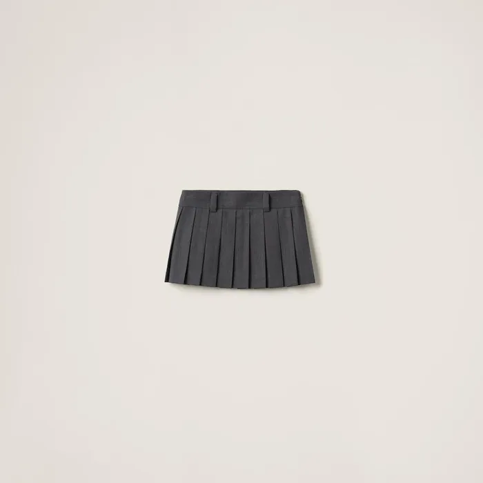 Women Skirts Miu Miu Pleated Pinstripe Skirt Slate Gray