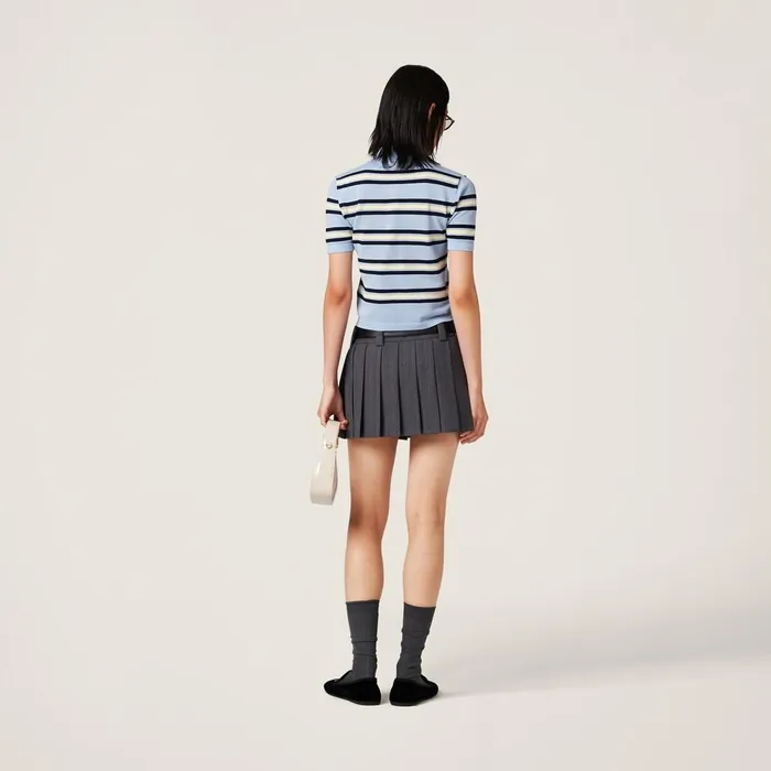 Women Skirts Miu Miu Pleated Pinstripe Skirt Slate Gray Women Skirts Miu Miu Pleated Pinstripe Skirt Slate Gray