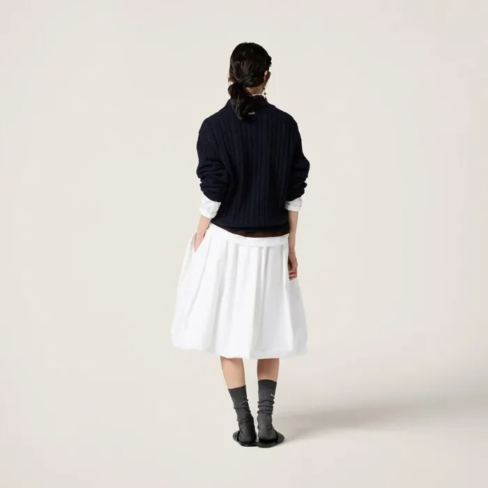 Women Skirts Miu Miu Poplin And Jersey Skirt White Women Skirts Miu Miu Poplin And Jersey Skirt White