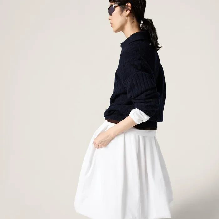 Women Skirts Miu Miu Poplin And Jersey Skirt White Women Skirts Miu Miu Poplin And Jersey Skirt White