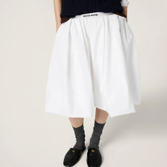 Women Skirts Miu Miu Poplin And Jersey Skirt White Women Skirts Miu Miu Poplin And Jersey Skirt White