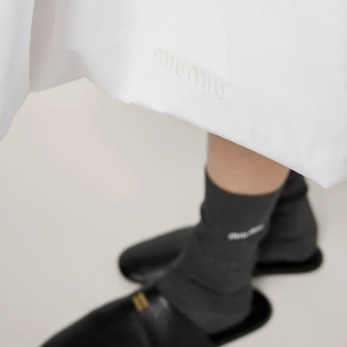 Women Skirts Miu Miu Poplin And Jersey Skirt White Women Skirts Miu Miu Poplin And Jersey Skirt White