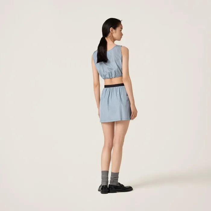 Women Skirts Miu Miu Technical Silk Miniskirt Astral Blue Women Skirts Miu Miu Technical Silk Miniskirt Astral Blue