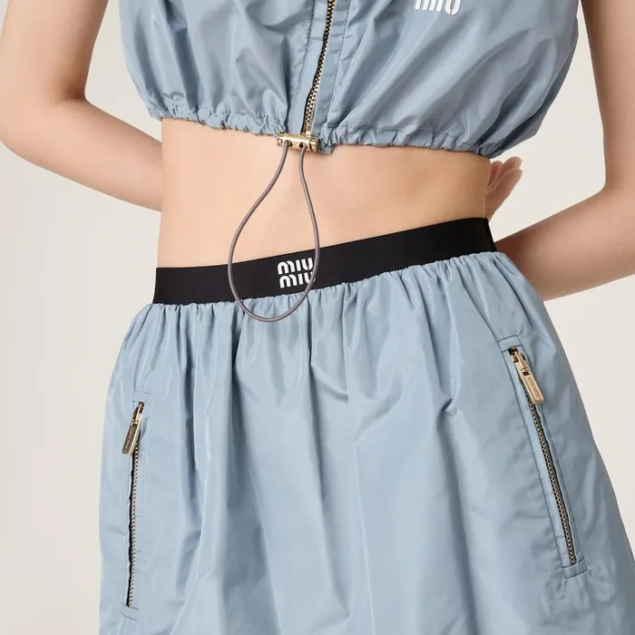 Women Skirts Miu Miu Technical Silk Miniskirt Astral Blue Women Skirts Miu Miu Technical Silk Miniskirt Astral Blue
