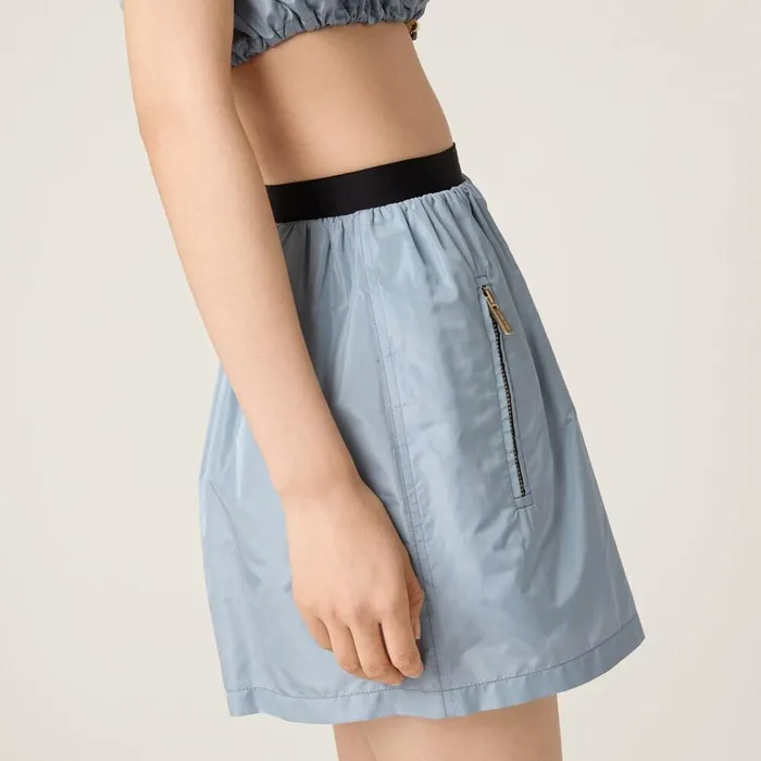 Women Skirts Miu Miu Technical Silk Miniskirt Astral Blue Women Skirts Miu Miu Technical Silk Miniskirt Astral Blue