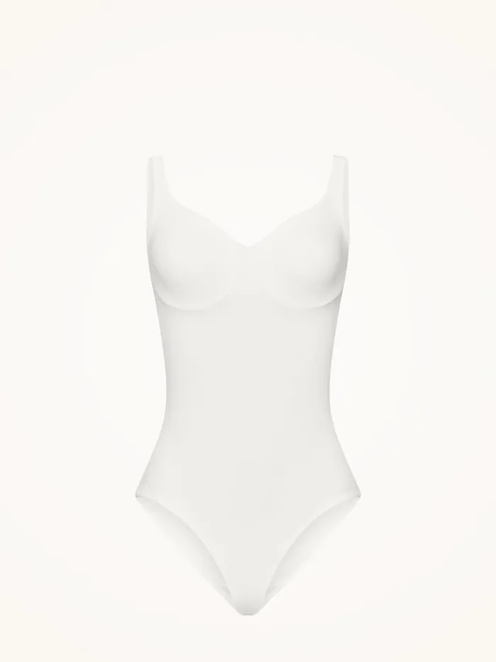 Women Sleeveless Bodies Wolford Mat De Luxe Forming Body White