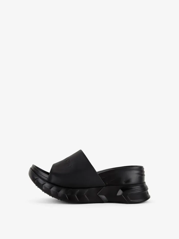 Women Slides and Sandals Givenchy Marshmallow Wedge Sandals In Leather Black Women Slides and Sandals Givenchy Marshmallow Wedge Sandals In Leather Black
