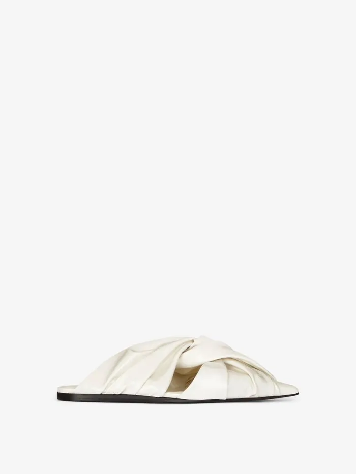 Women Slides and Sandals Givenchy Twist Flat Mules In Latex Ivory