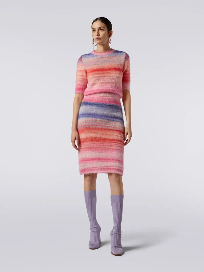 Women Slub Brushed Mohair Skirt Pink Missoni Skirts Women Slub Brushed Mohair Skirt Pink Missoni Skirts