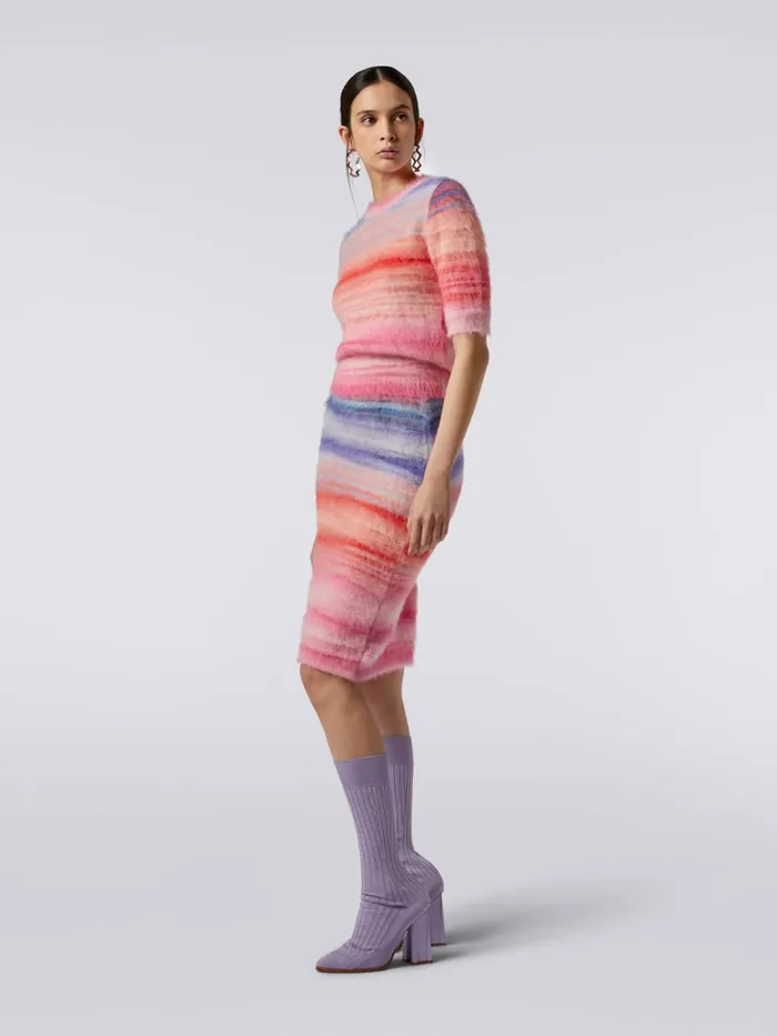Women Slub Brushed Mohair Skirt Pink Missoni Skirts Women Slub Brushed Mohair Skirt Pink Missoni Skirts