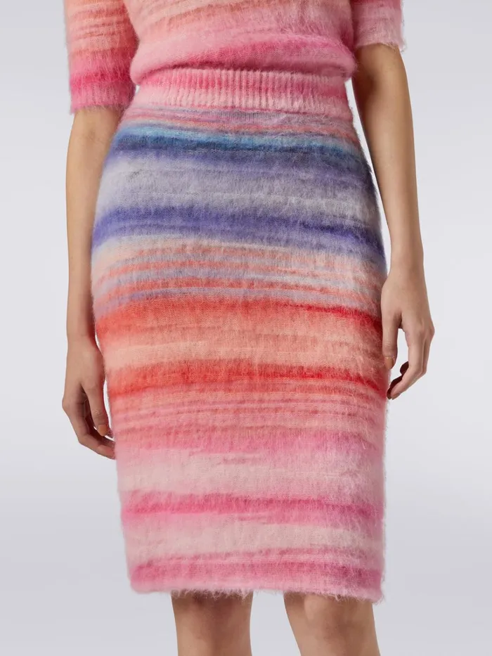 Women Slub Brushed Mohair Skirt Pink Missoni Skirts Women Slub Brushed Mohair Skirt Pink Missoni Skirts