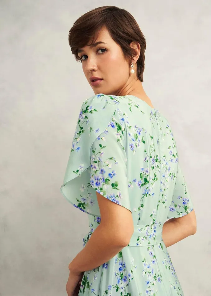 Women Sophia Silk Belted Dress Sage Multi Hobbs Dresses and Jumpsuits