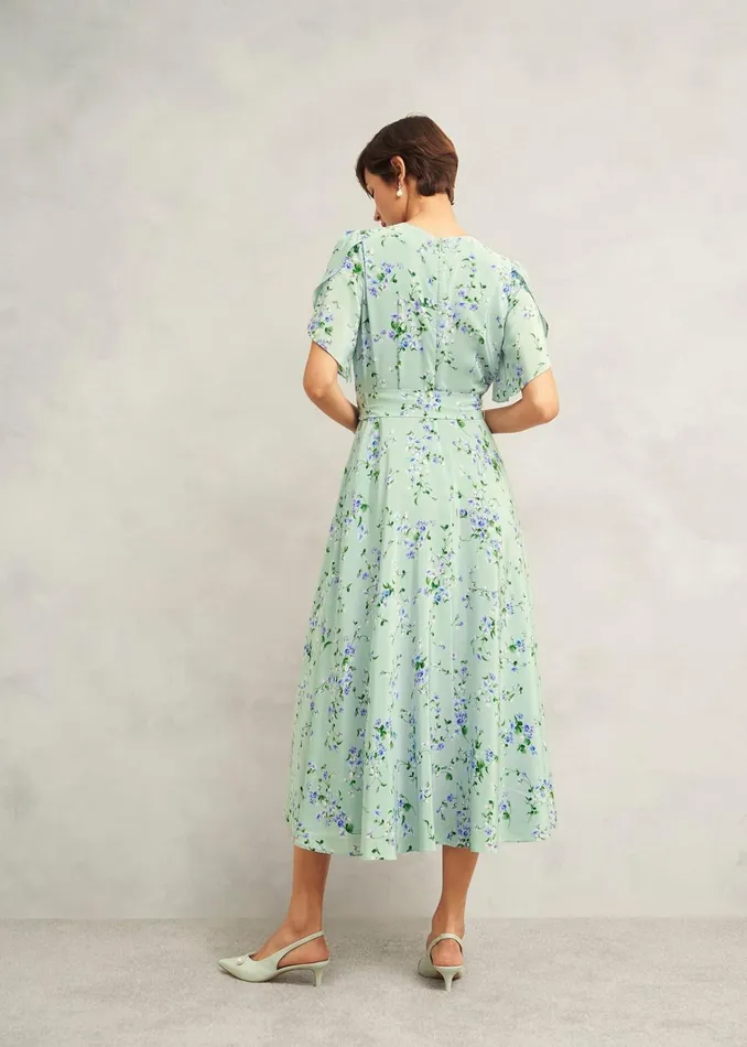Women Sophia Silk Belted Dress Sage Multi Hobbs Dresses and Jumpsuits