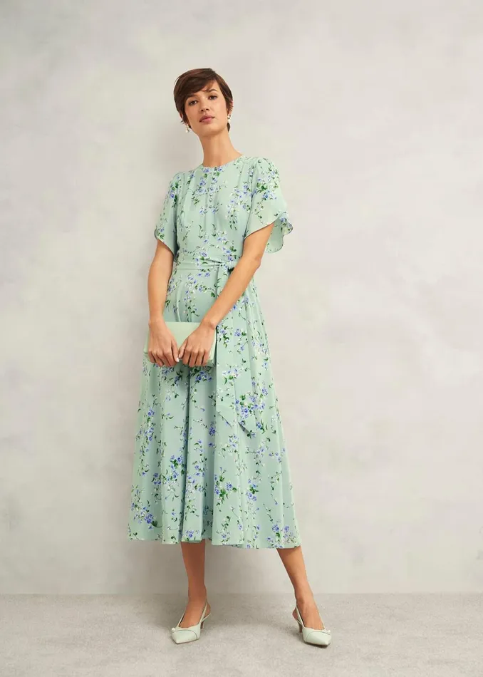 Women Sophia Silk Belted Dress Sage Multi Hobbs Dresses and Jumpsuits
