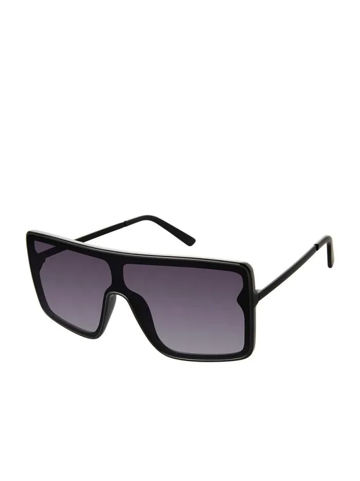 Women Square Shield Metal Temple Sunglasses In Black Jessica Simpson Sunglasses