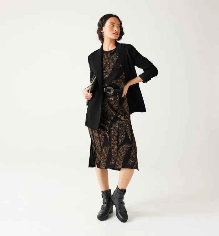 Women Straight Glitzy Dress 8211 Black Print Promod Dresses Women Straight Glitzy Dress 8211 Black Print Promod Dresses