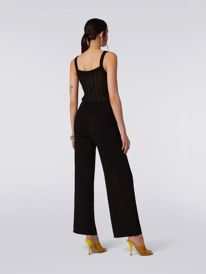 Women Straight Knit Trousers With ToneOnTone Chevron Black Missoni Trousers