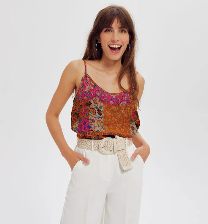 Women Strappy Top 8211 Multicolour Print Promod Tops Women Strappy Top 8211 Multicolour Print Promod Tops