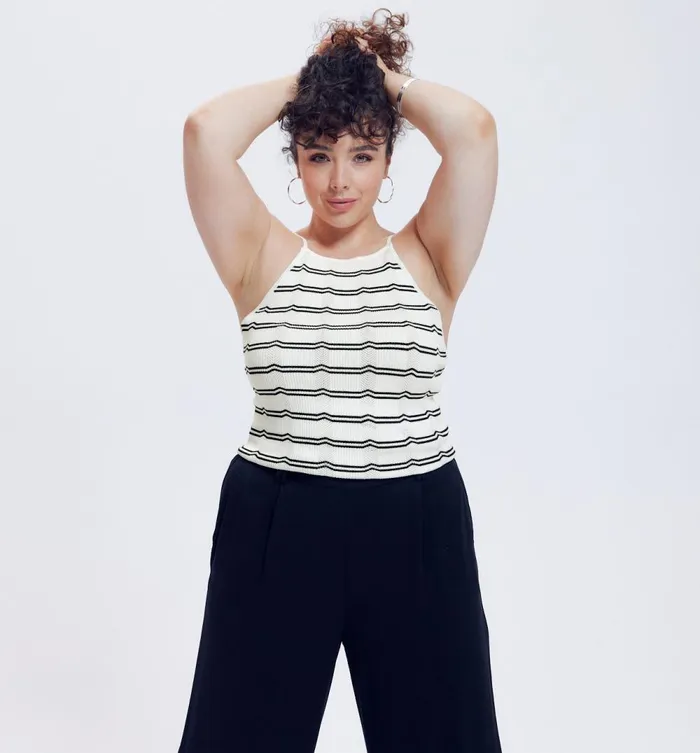 Women Strappy Top 8211 Navy Blue Stripes Promod Tops Women Strappy Top 8211 Navy Blue Stripes Promod Tops
