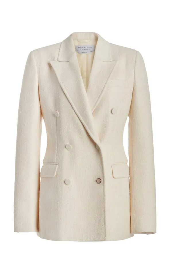 Women Suits Gabriela Hearst Gavin Blazer In Ivory Silk Virgin Wool Slub