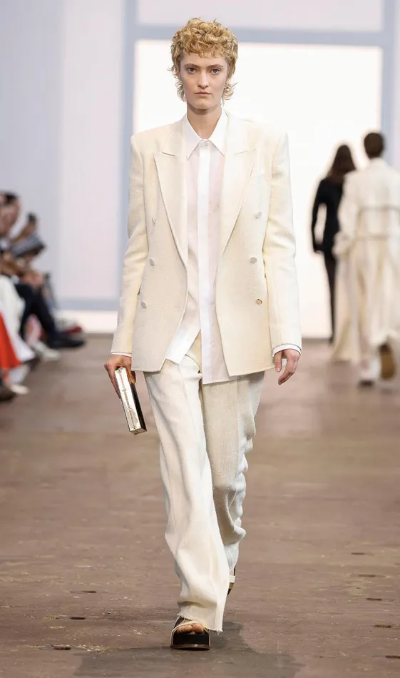 Women Suits Gabriela Hearst Gavin Blazer In Ivory Silk Virgin Wool Slub