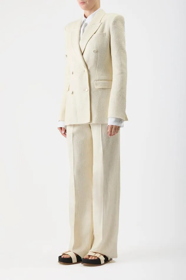 Women Suits Gabriela Hearst Gavin Blazer In Ivory Silk Virgin Wool Slub
