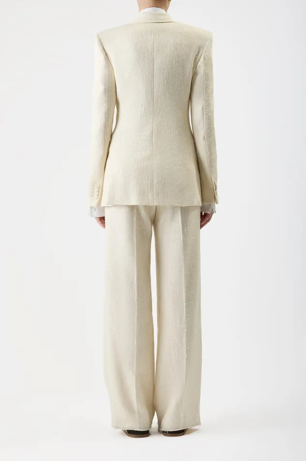 Women Suits Gabriela Hearst Gavin Blazer In Ivory Silk Virgin Wool Slub