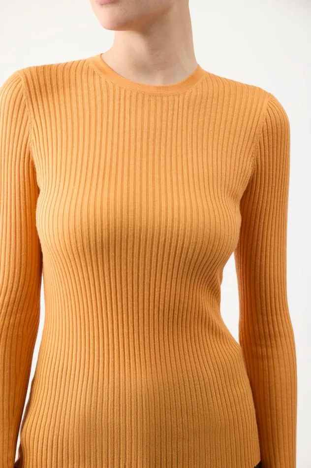 Women Sweaters and Turtlenecks Gabriela Hearst Browning Knit Sweater In Fluorescent Orange Cashmere Silk