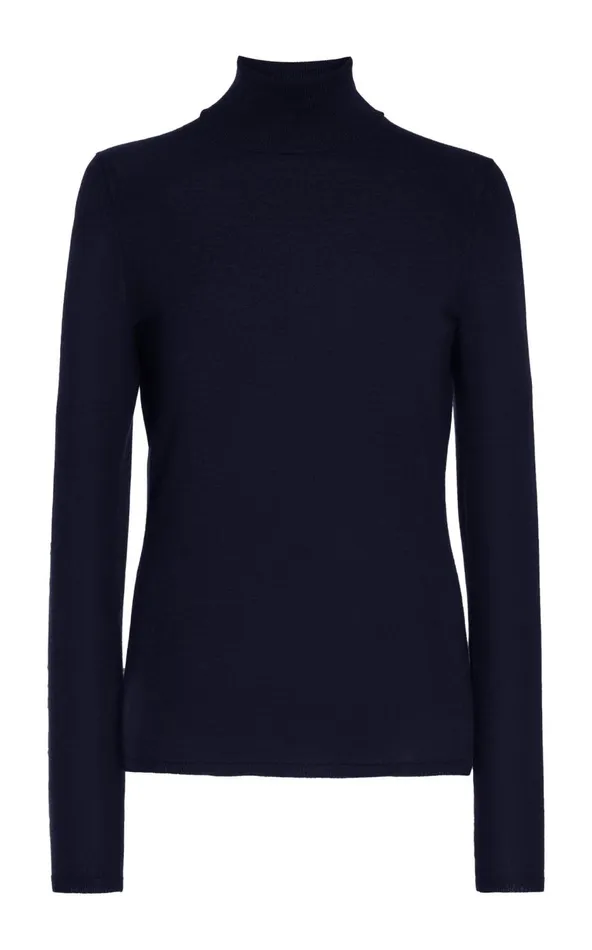 Women Sweaters and Turtlenecks Gabriela Hearst Costa Knit Turtleneck In Dark Navy Cashmere Silk Women Sweaters and Turtlenecks Gabriela Hearst Costa Knit Turtleneck In Dark Navy Cashmere Silk