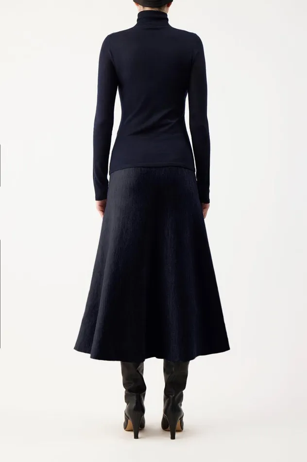 Women Sweaters and Turtlenecks Gabriela Hearst Costa Knit Turtleneck In Dark Navy Cashmere Silk