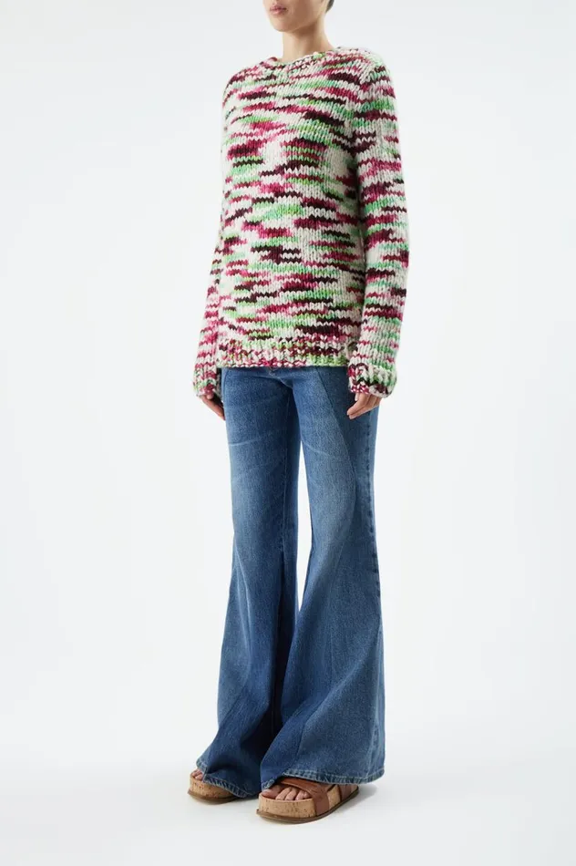 Women Sweaters and Turtlenecks Gabriela Hearst Lawrence Knit Sweater In Space Dye Jewel Multi Welfat Cashmere
