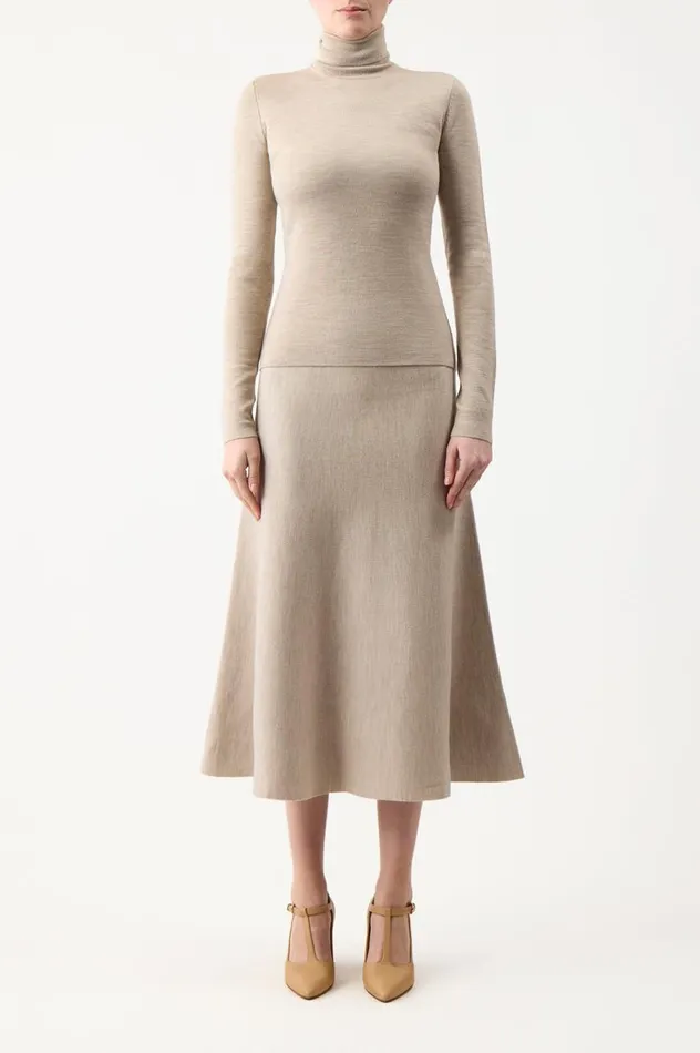 Women Sweaters and Turtlenecks Gabriela Hearst May Knit Turtleneck In Oatmeal Merino Wool Cashmere Women Sweaters and Turtlenecks Gabriela Hearst May Knit Turtleneck In Oatmeal Merino Wool Cashmere